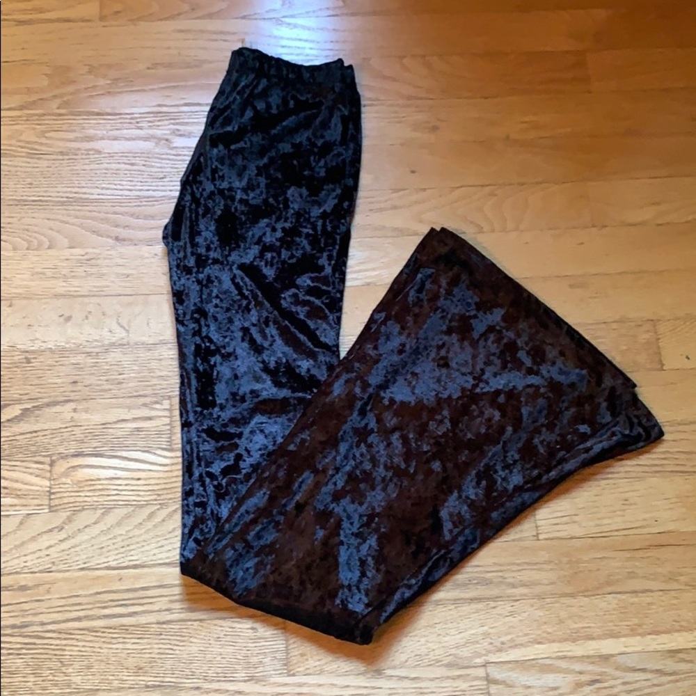 Velvet bell bottom pants